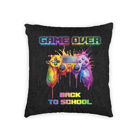 Game Over Back To School First Day School Gaming Woven Pillows