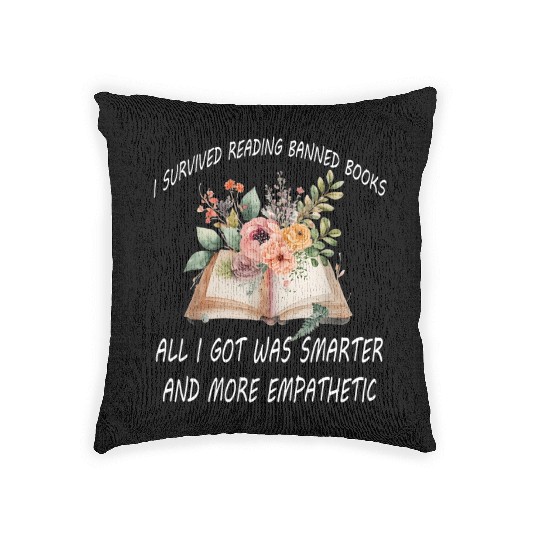 I Survived Reading Banned Books Book Lover Woven Pillows