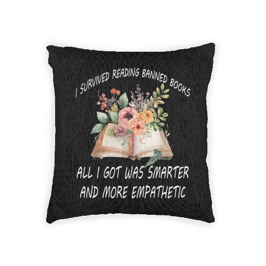 I Survived Reading Banned Books Book Lover Woven Pillows
