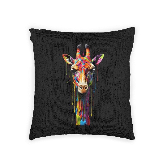Rainbow Giraffe Woven Pillows
