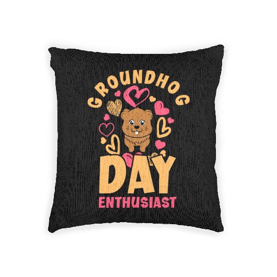 Groundhog Day 2024 Enthusiast February 2nd Woven Pillows