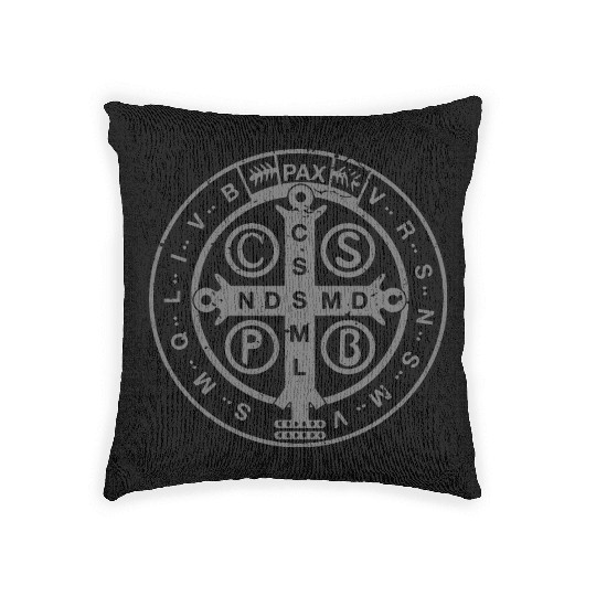 Religious Catholic St. Benedict Medal | Christian Woven Pillows