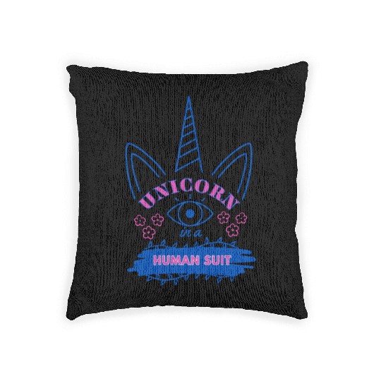 Unicorn in a Human Suit Woven Pillows