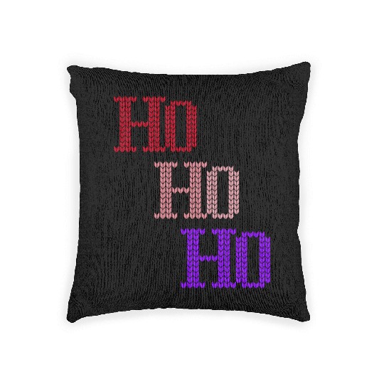 HO HO HO MERRY CHRISTMAS KNITTED STYLE Woven Pillows