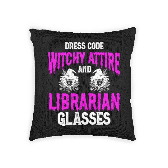 Halloween Librarian Bookworm Book Nerd Reading Lib Woven Pillows