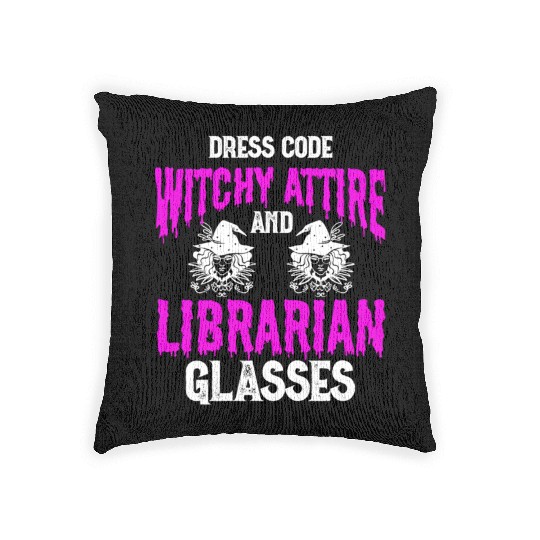Halloween Librarian Bookworm Book Nerd Reading Lib Woven Pillows