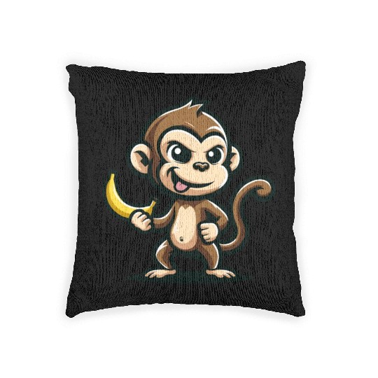 Monkey With Banana Cheeky Woven Pillows