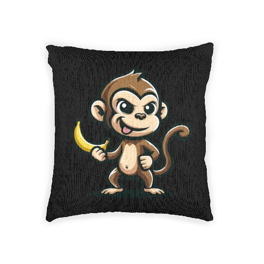 Monkey With Banana Cheeky Woven Pillows