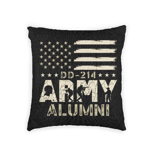 DD-214 Army Alumni Military US Flag Veteran USA Woven Pillows