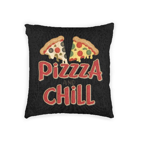 Pizza and chill Woven Pillows