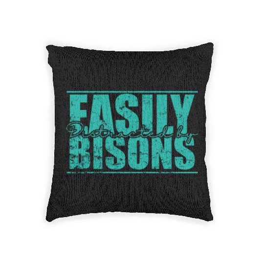 Easily Distracted by Bisons Animal Woven Pillows