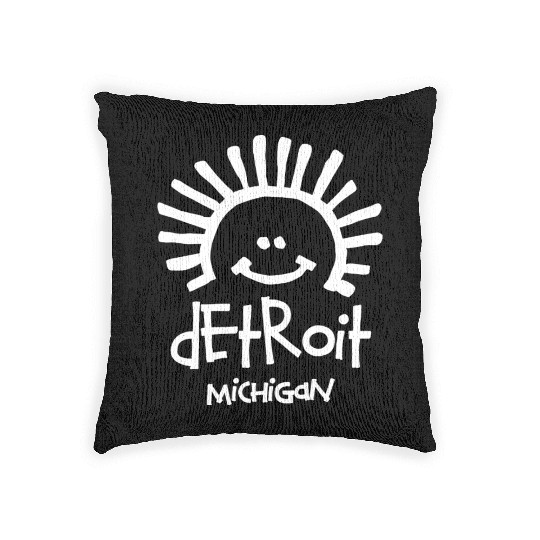 Detroit Michigan Sun Smiley Face Souvenirs Gifts Woven Pillows