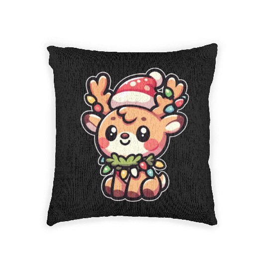 Christmas Hat Christmas Fairy Lights Deer Woven Pillows