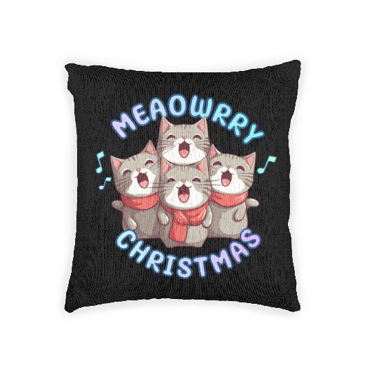 Christmas Kittens sing lovely Christmas song Woven Pillows