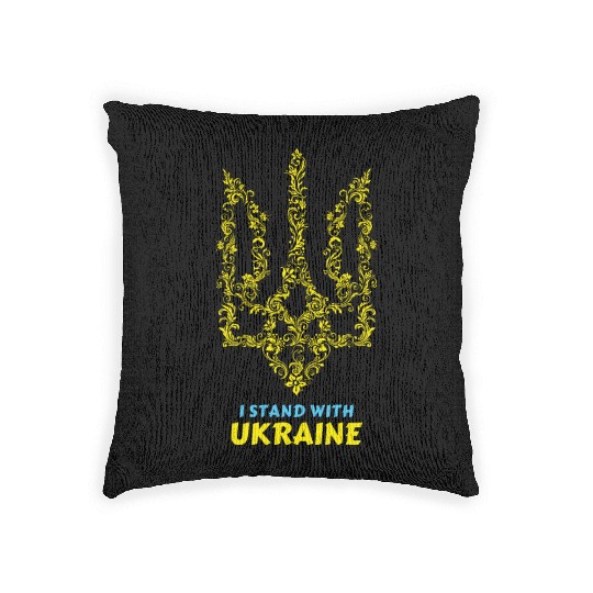 UKRAINE, I STAND WITH UKRAINE Woven Pillows