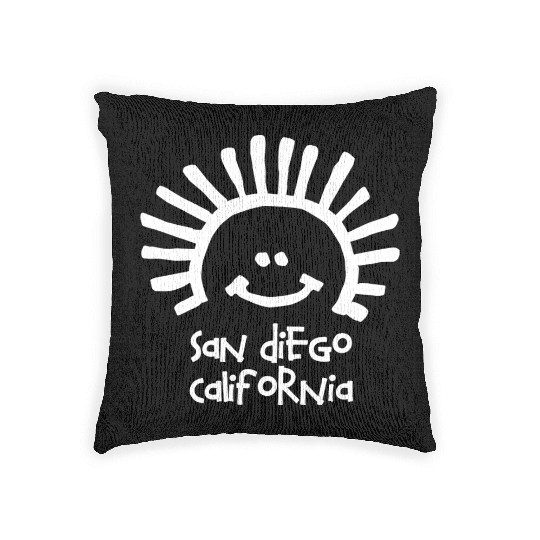 San Diego California Sun Smiley Face Souvenirs Woven Pillows