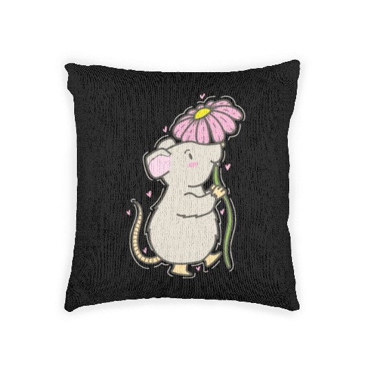 Mouse with Flower Nature Cheese Pet Woven Pillows