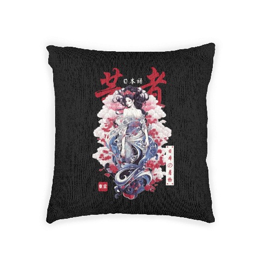 Japanese Streetwear Geisha Japan Kimono Girl Haraj Woven Pillows