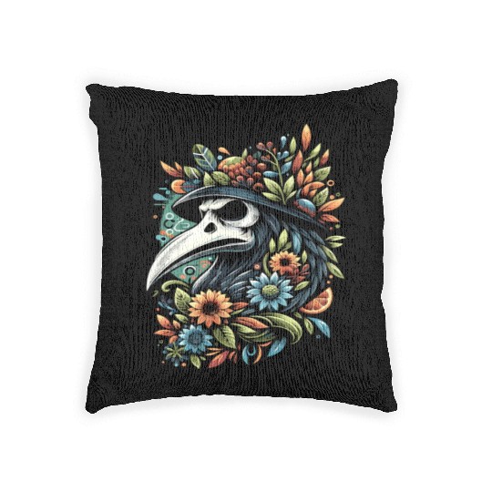 Spooky Halloween Horror Plague Doctor Black Death Woven Pillows
