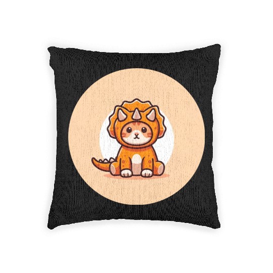 Cat in Stegosaurus Costume Woven Pillows