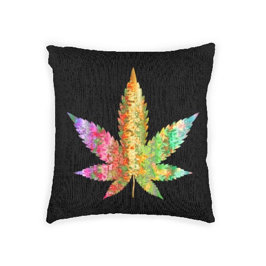 Psychedelic Weed Cannabis Plant Marijuana Leaf Woven Pillows