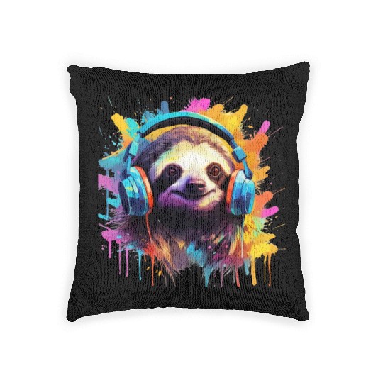 Sloth DJ Woven Pillows