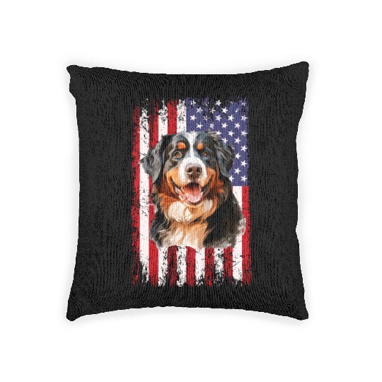 bernese mountain dog Woven Pillows