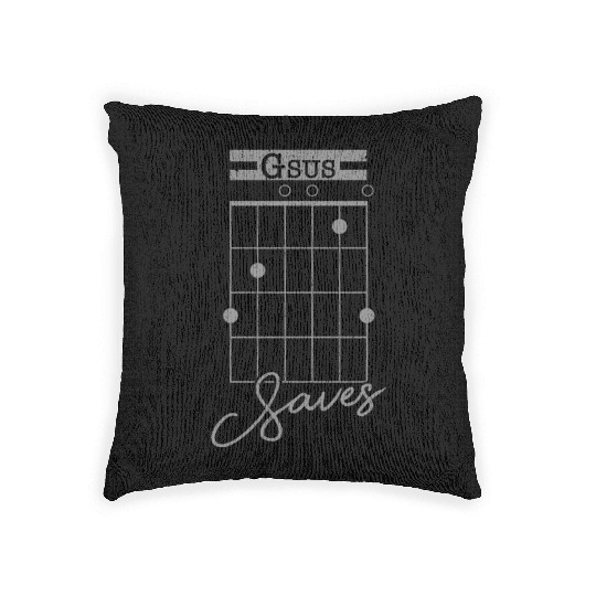 Gsus Saves Funny Guitar Player Gift Woven Pillows