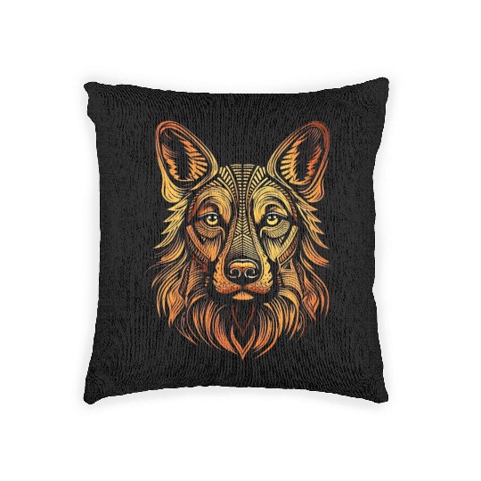German Shepherd Funny Dog Street Art Comic Pet Woven Pillows