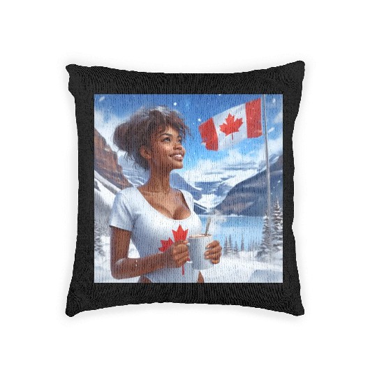 Canadian Winter Snow in Banff Canada Woven Pillows