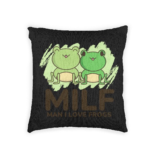 Milf, man I love frogs Woven Pillows