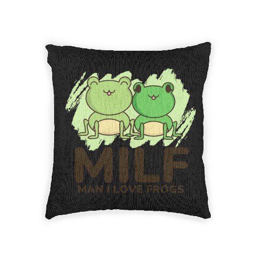 Milf, man I love frogs Woven Pillows