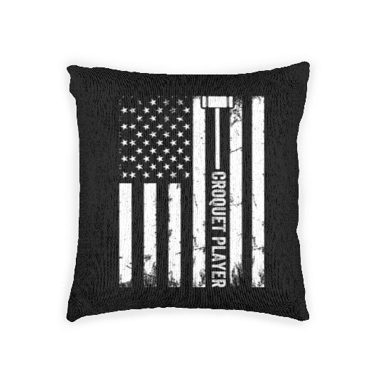 Croquet US Flag Croquet Player Woven Pillows