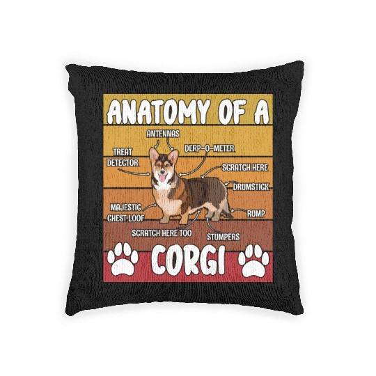 Anatomy of a Welsh Corgi Dog Pet Lover Woven Pillows