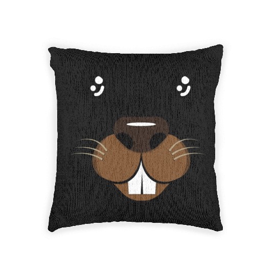 Groundhog Face Rodent Groundhog Day Woven Pillows