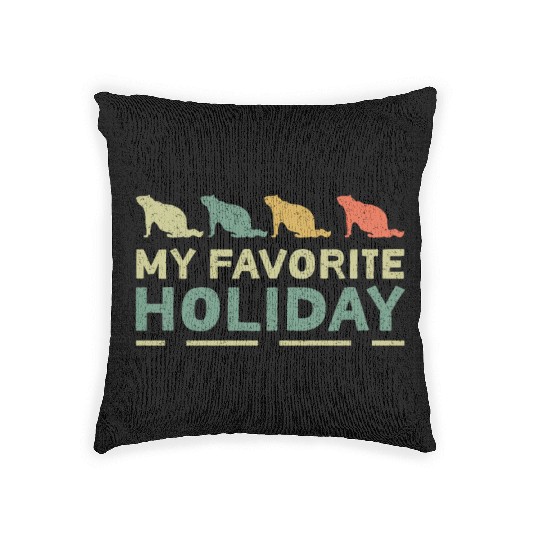 My Favorite Holiday Groundhog Day Woven Pillows