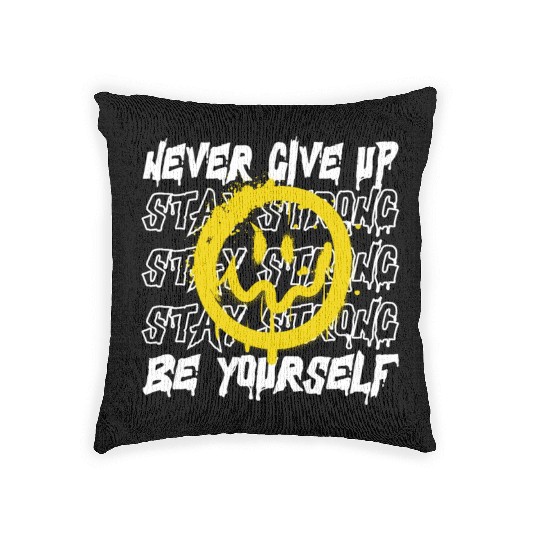 Never give up slogan print design, urban graphic Woven Pillows