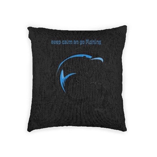 keep calm and go fishing Woven Pillows