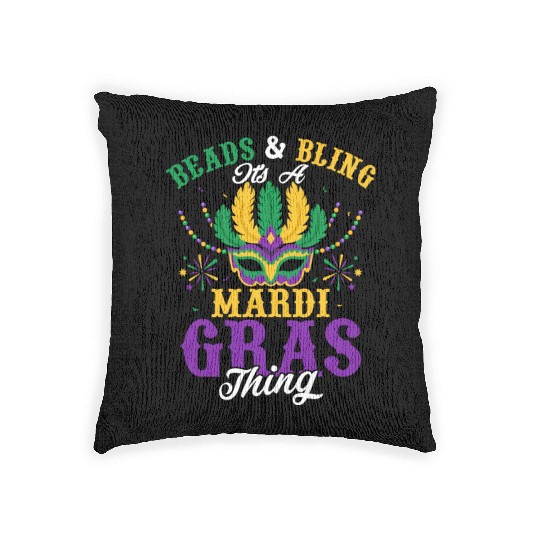 Beads & Bling It's A Mardi Gras Thing Party Carniv Woven Pillows