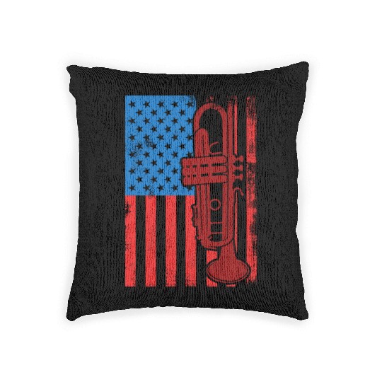 US Patriotic Trumpet Player Woven Pillows