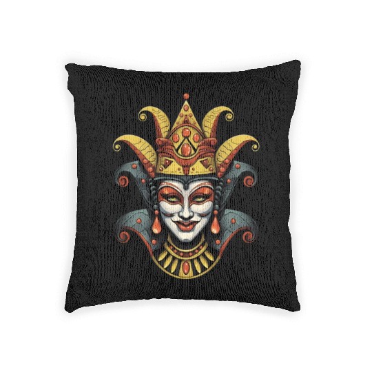 Mardi Gras Costume Jester Clown Carnival Street Woven Pillows