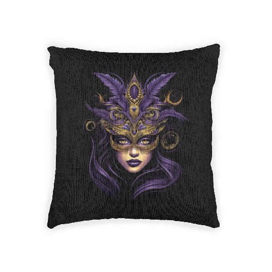 Mardi Gras Women Mardi Gras Mask Carnival Street Woven Pillows