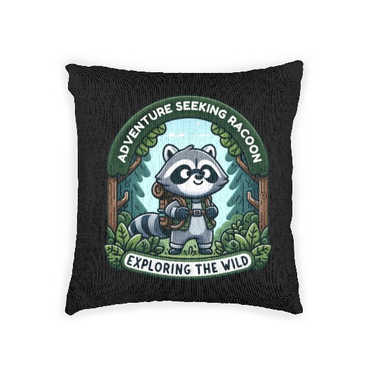 Adventure Seeking Raccoon: Exploring the Wild Woven Pillows