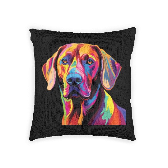 Watercolor Colorful Rhodesian Ridgeback Woven Pillows