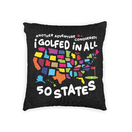 I Golfed in all 50 States USA Map Golf Bucket List Woven Pillows