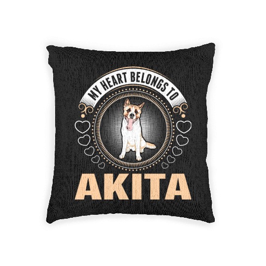 My Heart Belongs To Akita Dog Woven Pillows
