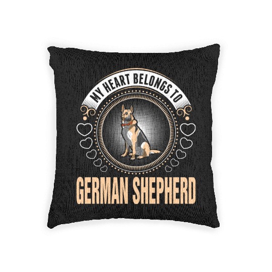My Heart Belongs To German Shepherd Dog Woven Pillows