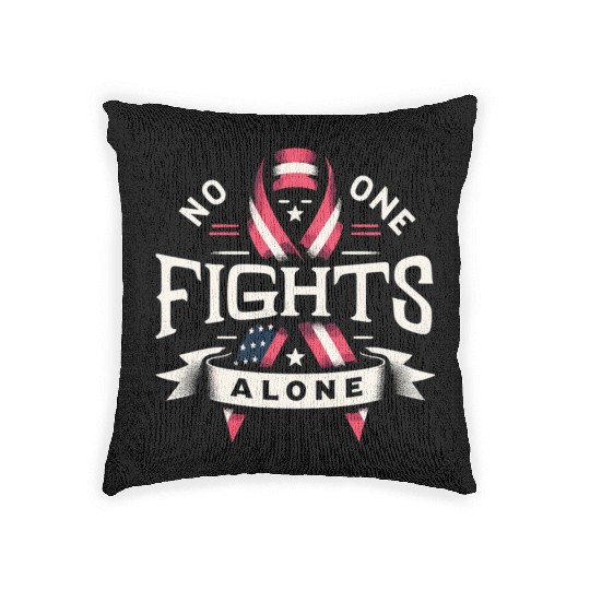 No One Fights Alone US Family Veteran Awareness Woven Pillows