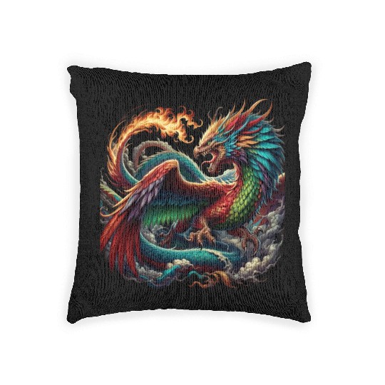 Aether s Embrace The Phoenix Dragon Woven Pillows