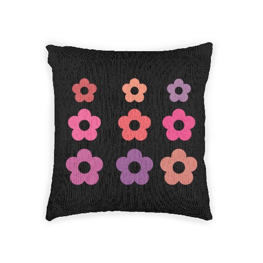 Large and small pink multi-colored flowers Woven Pillows